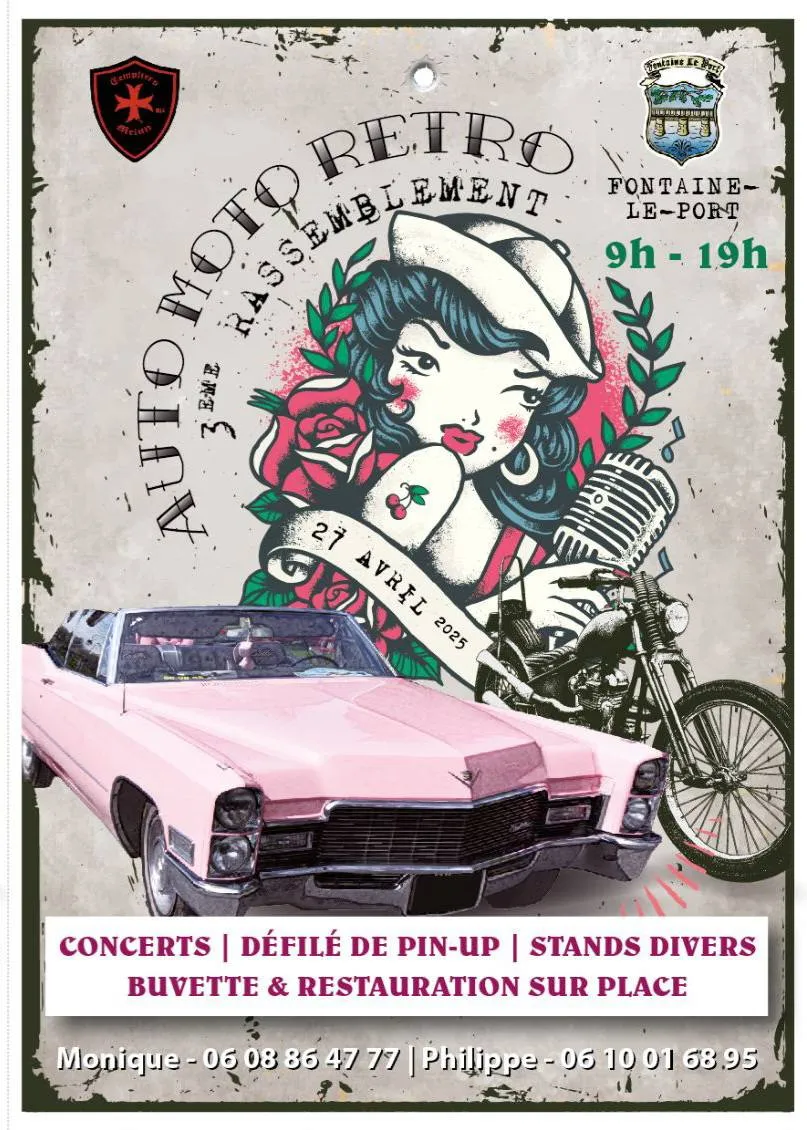 Affiche Auto Moto Rétro 2025 à Fontaine-le-Port